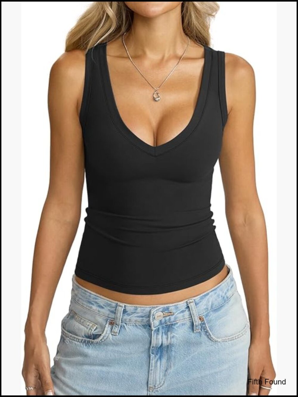 Slim Fit V-Neck Tank Top, Lightweight Polyester Blend, Summer Staple